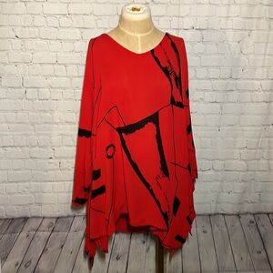 Ivy Reed Art Deco Dopamine Red Top Black long sleeve size 2x